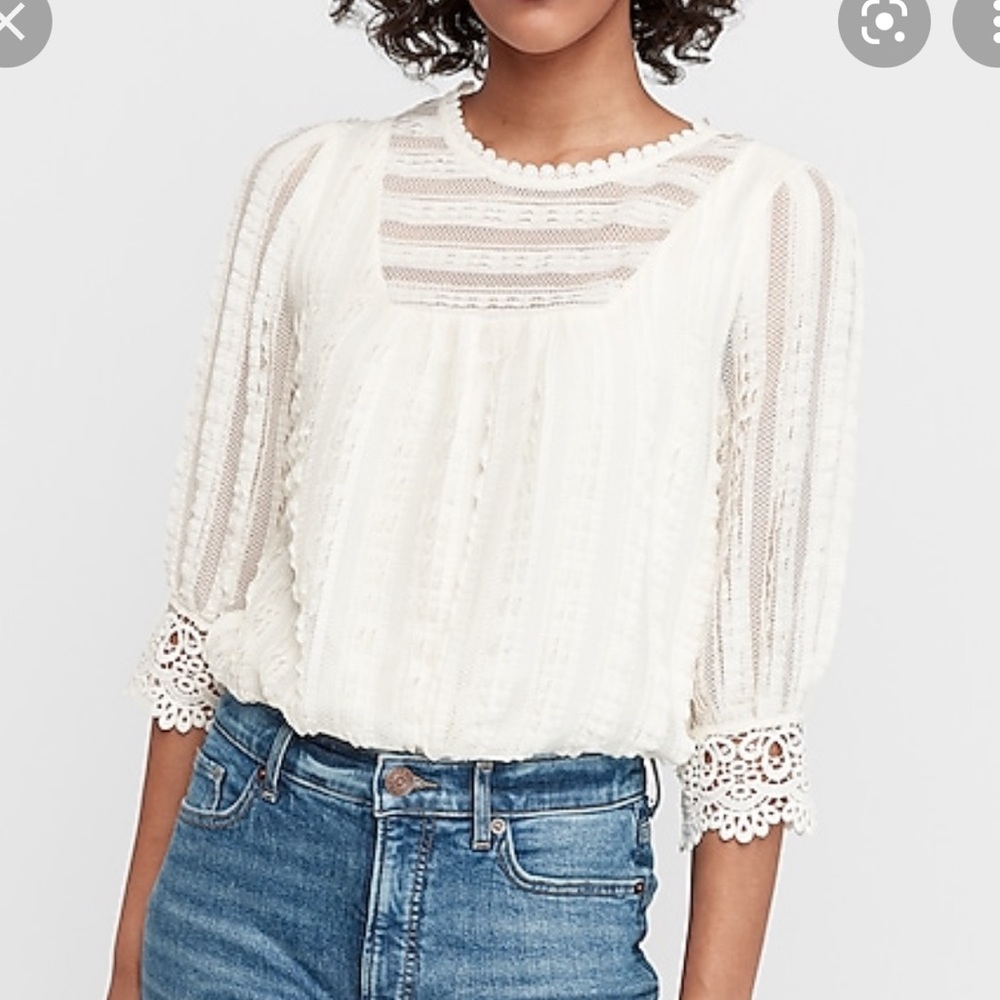 Express Cream colored lace long sleeve bodysuit (L) NWT